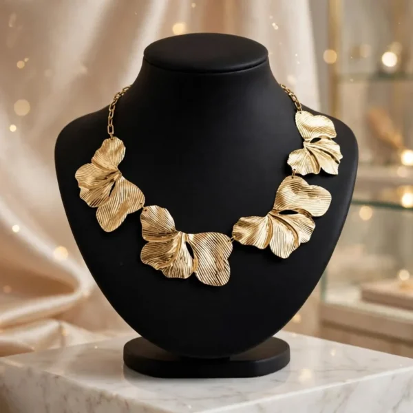 Golden Petal Statement Necklace