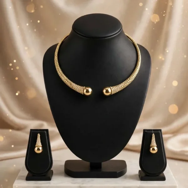 Gold Pave Ball Hasli Set