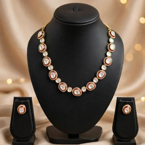 Royal Red Kundan Polki Choker Set