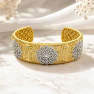 Floral Diamond Cuff Bracelet