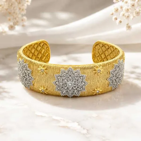 Floral Diamond Cuff Bracelet