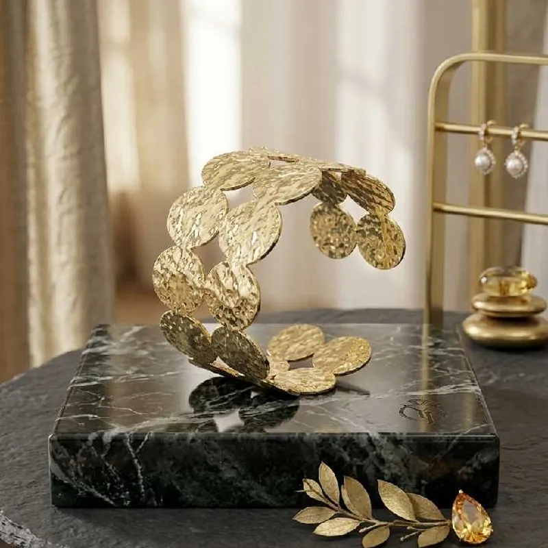 boho-hammered-gold-coin-disc-cuff-bracelet